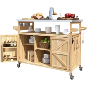 Rolling Kitchen Island with Storage