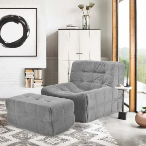 Oversized Memory Foam Bean Bag Chair with Ottoman