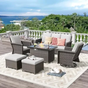 6-Piece Patio Furniture Set with Fire Pit Table
