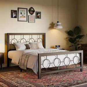 Vintage Circular Design Headboard and Footboard Bed Frame
