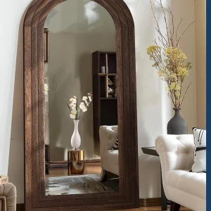 Arched Full Length Mirror with Solid Wood Frame