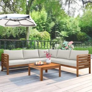 Eucalyptus Wood Structure Outdoor Sofa Set